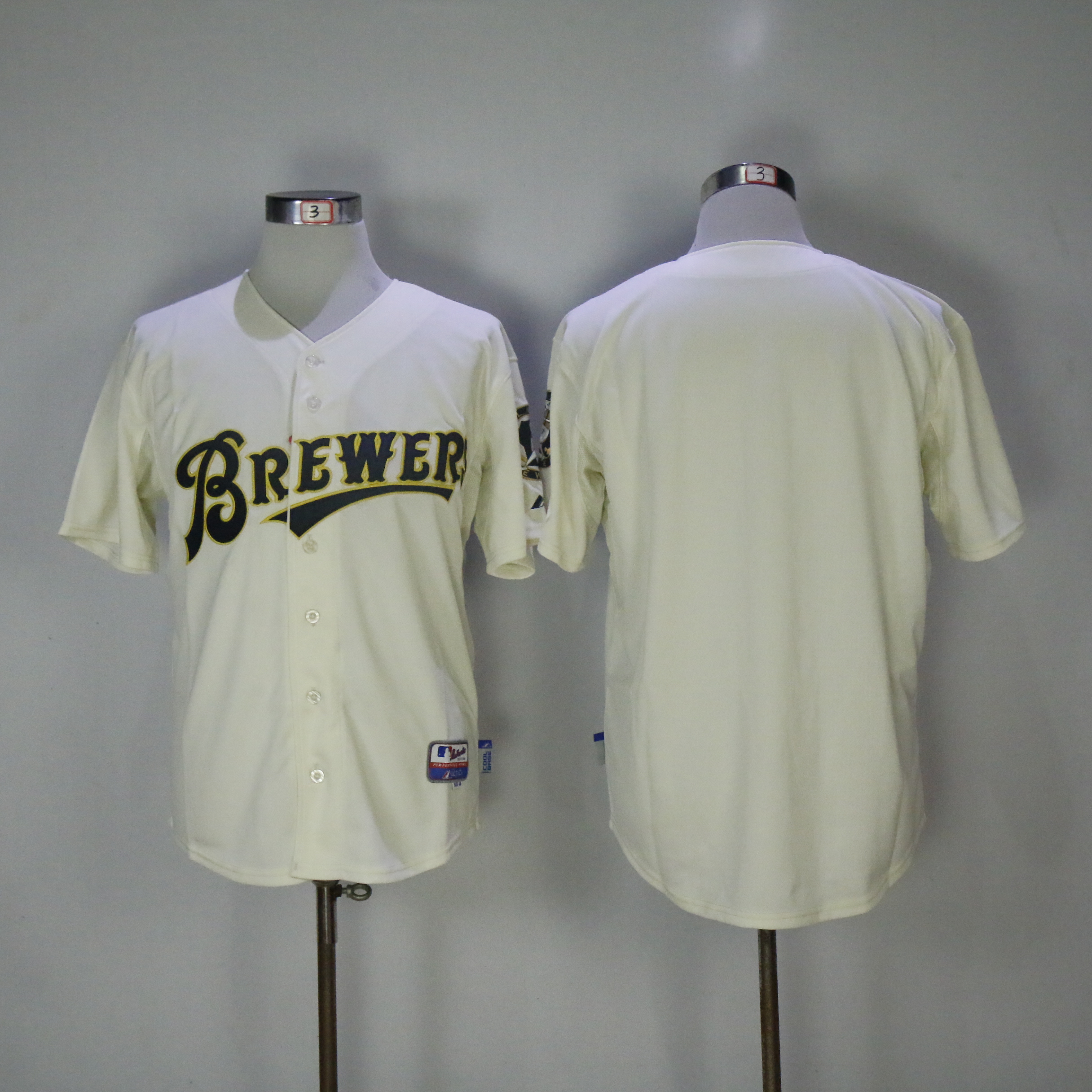Men Milwaukee Brewers Blank Cream Throwback MLB Jerseys->youth mlb jersey->Youth Jersey